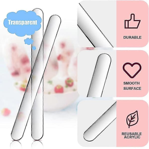 Genanvendelige ispinde Akryl ispinde Flødeis Kageis Kage Slik Pop Pinde Ispinde DIY Håndværk Transparent 20pcs