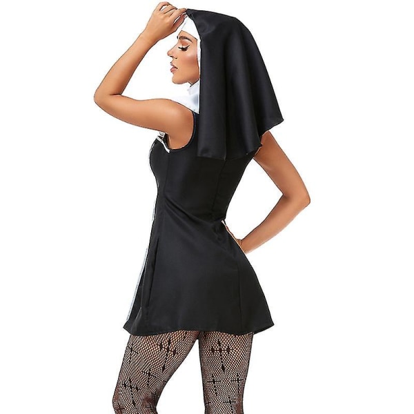 Halloween-mekot Karnevaali Halloween Nainen Keskiaika Nunnan Asu Luostari Uskonnollinen Syntinen Sisar Ohut Tutu Cosplay Hieno Juhlamekko Korkea Laatu White L-Nun