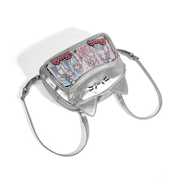 Y2k Japan Kosmisk Mekanisk Kattväska Söt Tecknad Kattöra Liten Ryggsäck Enkel Mångsidig Silverfärgad Stor Kapacitet Axelväskor Backpack