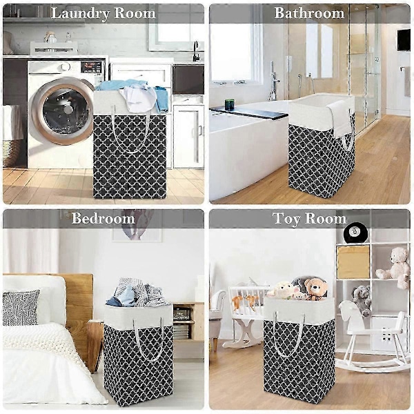 Vattentät Tvättkorg, Hög Tvättbalja, Sovrum, Badrum, Sovsal Tvättkorg, 2-pack, Svart