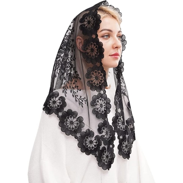 Rosa Spansk Stil Blonde Mantilla Dame Bryllup Hodeplagg Kirkeklede light camel on black