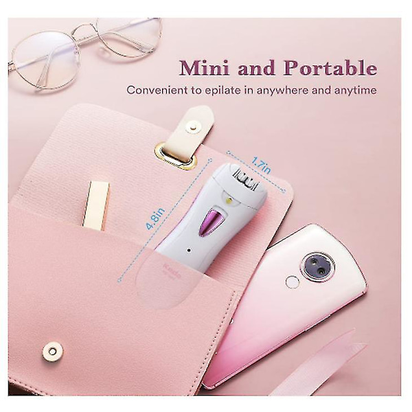 Epilator, Genopladelig epilator til kvinder, Ansigts-epilator til kvinder med LED-lys, Ansigts-epilator egnet til armhule, ansigt, bikini og ben (hvid)