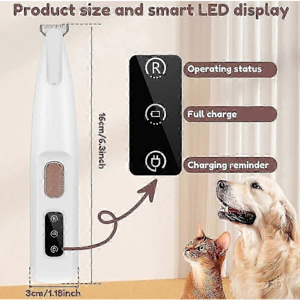 Ny Hundepote Trimmer med LED Lys Fuldt Vandtæt Kæledyrshårtrimmer med LED Display Hundeklippere til Grooming 18mm Bredere Klinge