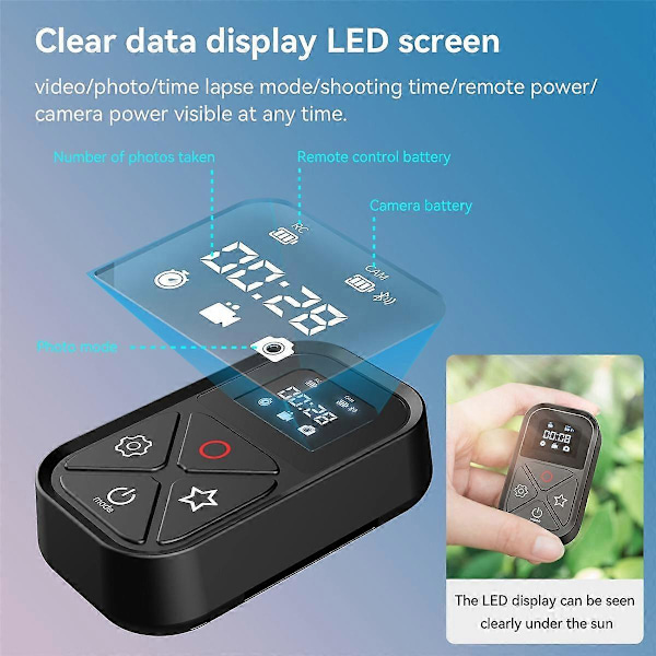 T10 80M Bluetooth-kaukosäädin Hero 11 10 9 8 Max -kameroille ja älypuhelimille, langaton