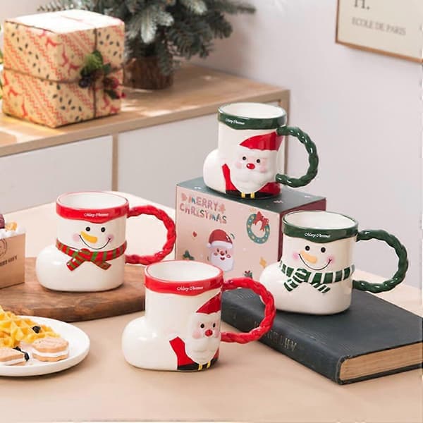 Jultomte Mugg Julkaffemugg Söt Kaffe Te Mjölk Kopp Tomteformad Vattenkopp Festlig Julklapp 360ml