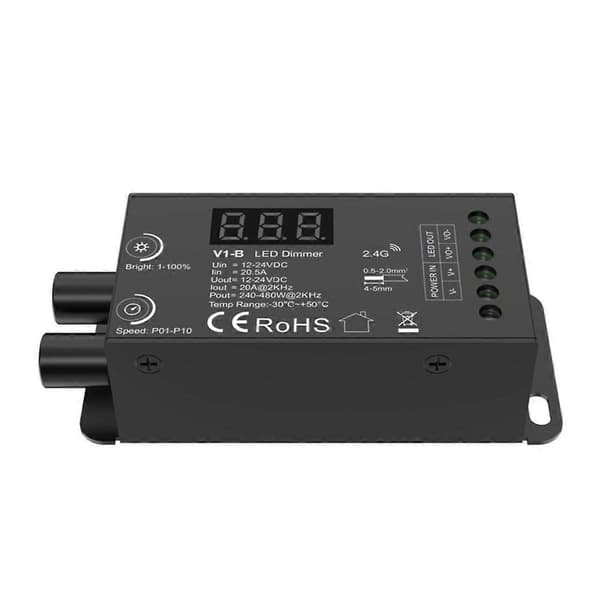 Dubbel Ratt Konstant Spänning LED Dimmer 1CHx20A Trådlös Fjärrkontroll Numerisk Display CV Controller V