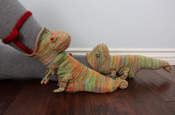 Stickade Djur Krokodilstrumpor Chameleon