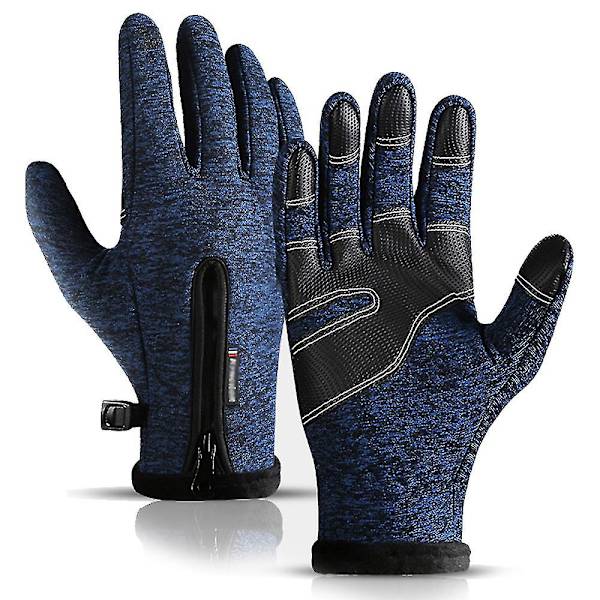 Miesten ja naisten talvikäsineet, vedenpitävät lämpimät käsineet, sormenpääherkät S-XL Blue M