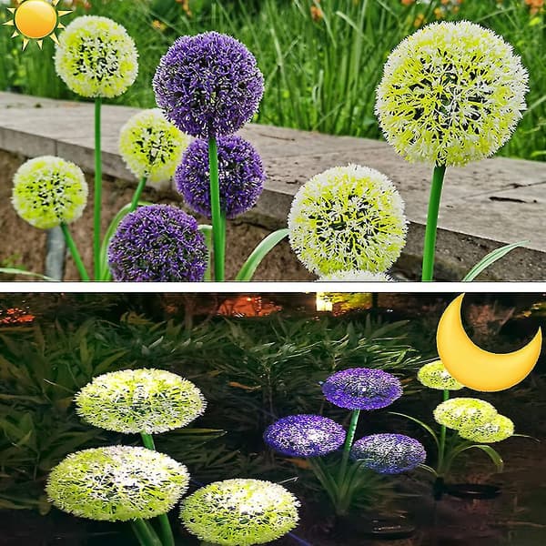 2 stk. solcellehavelamper med mælkebøtteblomsterdesign til haven