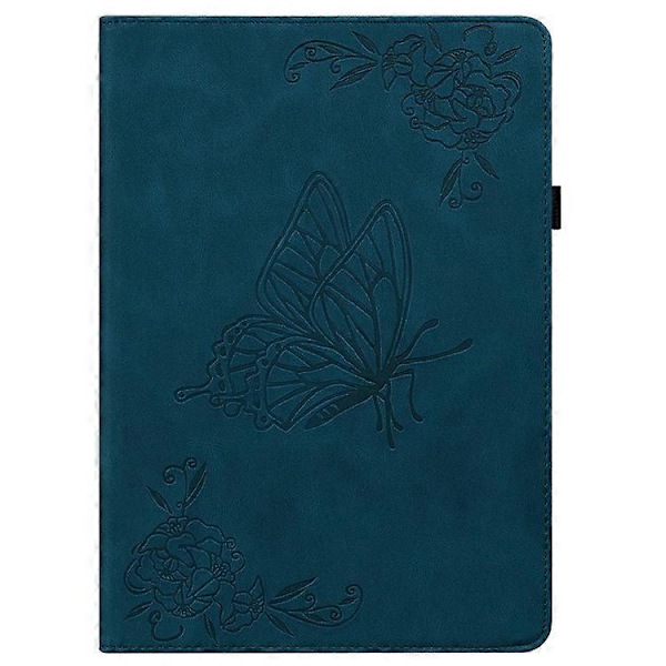 Kompatibelt Fodral för Lenovo Tab K11 Plus Fjäril Blomma Tryck PU Läder Tablet Skydd med Kortfack Blue