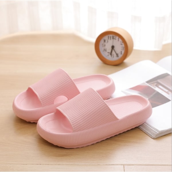 Badrum med tjocka sulor Hushållstofflor inomhustofflor Sommar Halkfria flip flops Pink 36-37