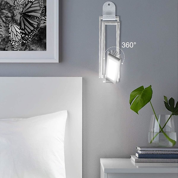 LED Skrivbordslampa, Vikbar Trådlös USB Uppladdningsbar Bordslampa, Vridbart Lamphuvud, 3 Dimningslägen För Sovrum, Kontor, Universitet, Camping Silver