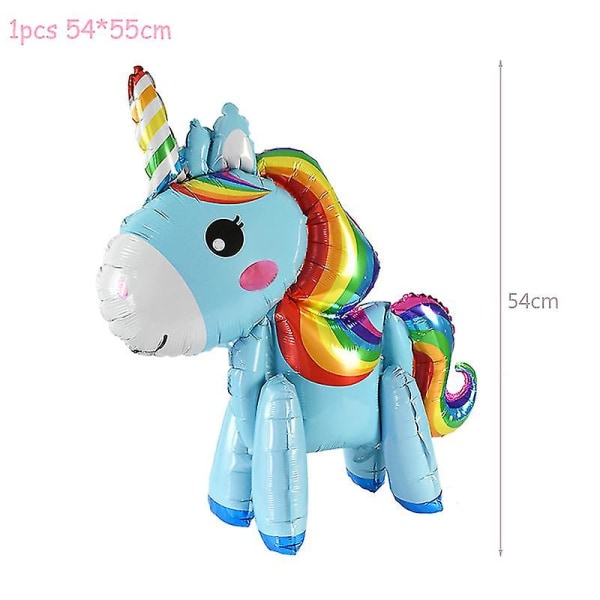 Regnbue Enhjørning Ballon Nummer Folie Globos Børn Pige 1. Enhjørning Fødselsdagsfest Unicorn-G