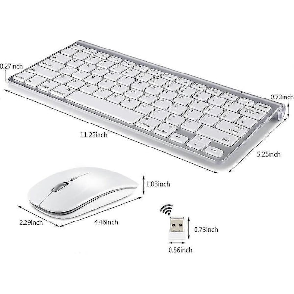 Trådlöst tangentbord och mus kompatibelt med Apple iMac Windows eller Android 24G Trådlöst