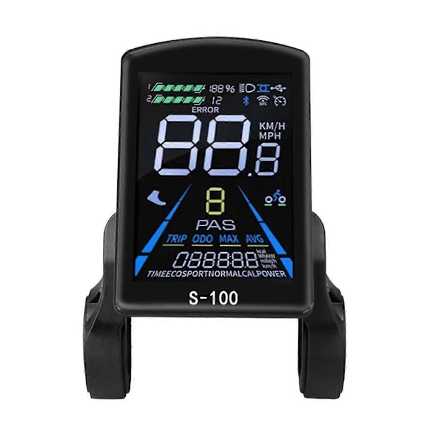 Elektrisk Cykel Display S-100 LCD Display Kontrol 24V - 72V Hastighedsmåler 5pin Speedometer Vandtæt