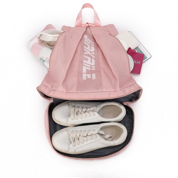 Urheilumatkareppu Gym-laukku kenkäosastolla säädettävällä olkahihnalla Pink