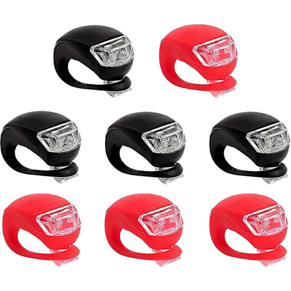 8-pack Cykellampa, Silikon LED Cykellampset, 4 st Cykelstrålkastare och 4 st Bakljus (röd & vit) - Multifunktionell Vattentät Cykellampa