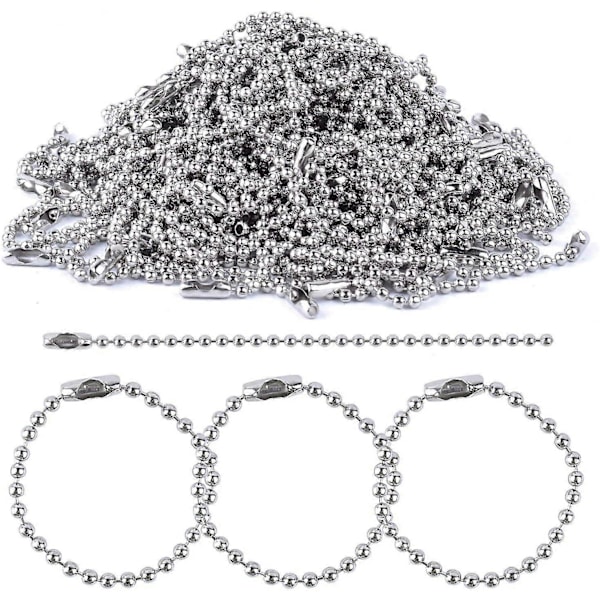 150 stk. 100 mm Lange Kulekjede Koblinger Lås 2,4 mm Diameter Kjeder Nøkkelring Tag Nøkkel