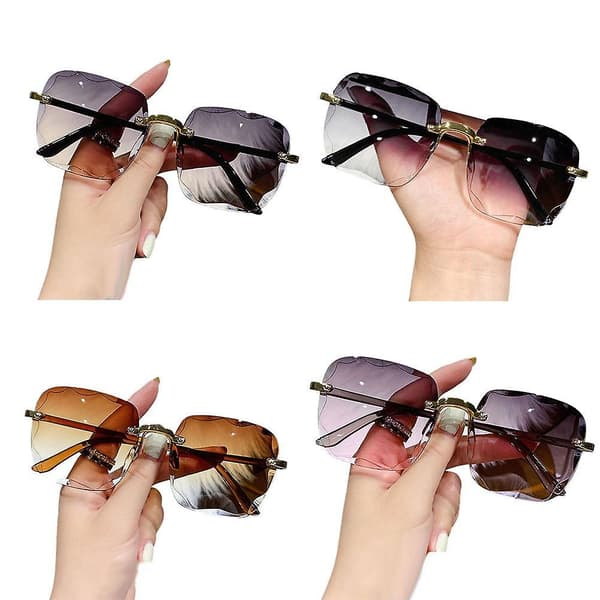 Dammode Metal Oversized Rimless Square Rimless Summer Sunglasses grå