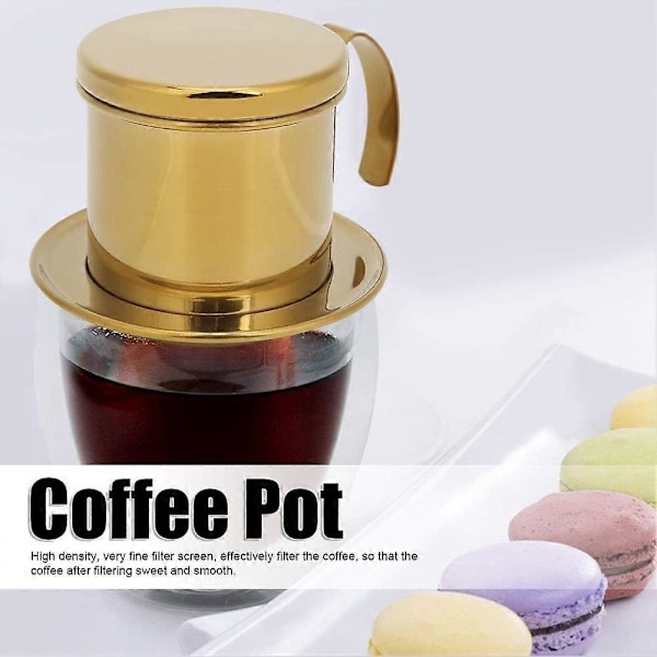 2025 Ny vietnamesisk kaffefilterhållare, kaffebryggare med filterhållare, 10 x 8 cm (guld)
