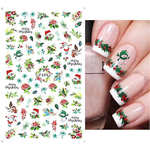 Jul Nagelstickers Nagelkonst 5 Ark Självhäftande Nagelstickers Nageldekoration Nagelkonst Design Manikyr
