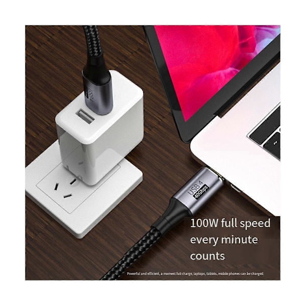 USB Fullfunksjons Datakabel, 40G 100W Type C Datakabel, 3 Høyhastighets Hurtiglading, Type-C Hann til
