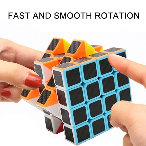Speed Cube Sæt, Magic Cube Sæt Til Børn Voksne, Kulfiber Cube Bu...