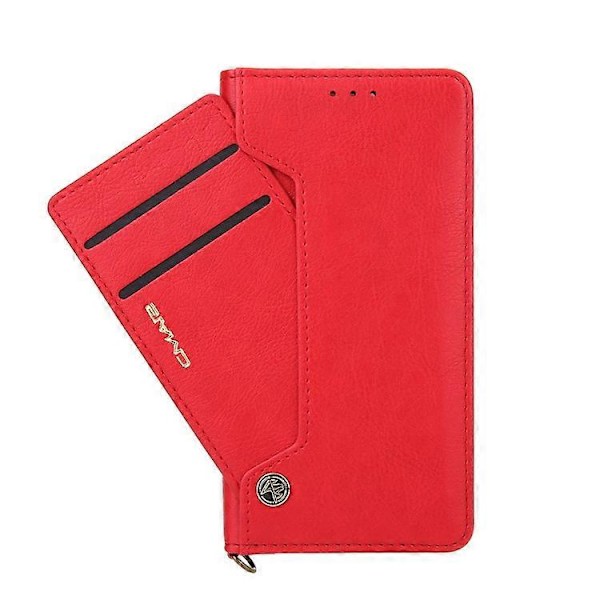 CMAI2 PU Läder Kortfack Plånbok Telefonfodral Kompatibelt För iPhone 12/12 Pro Red