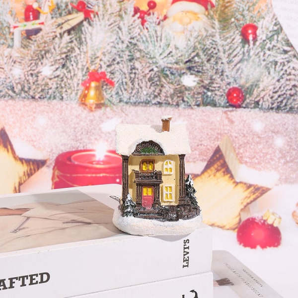 Juldekorationer harts Jul litet hus mikrolandskap lysande snöhus ornament julklappar style 11