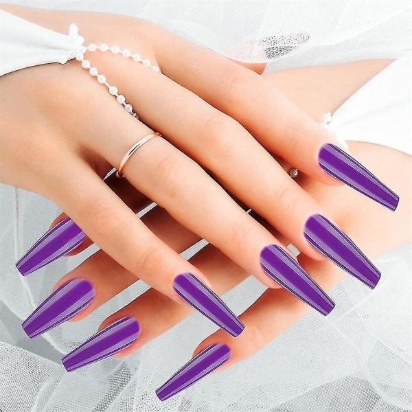 Lösögonfransar, Akryl Nagel Tillbehör, Ballerina Färg, Transparent Fransk Stil, Konstgjord Full Täckning, Lång Stil, 100 Stycken Plum