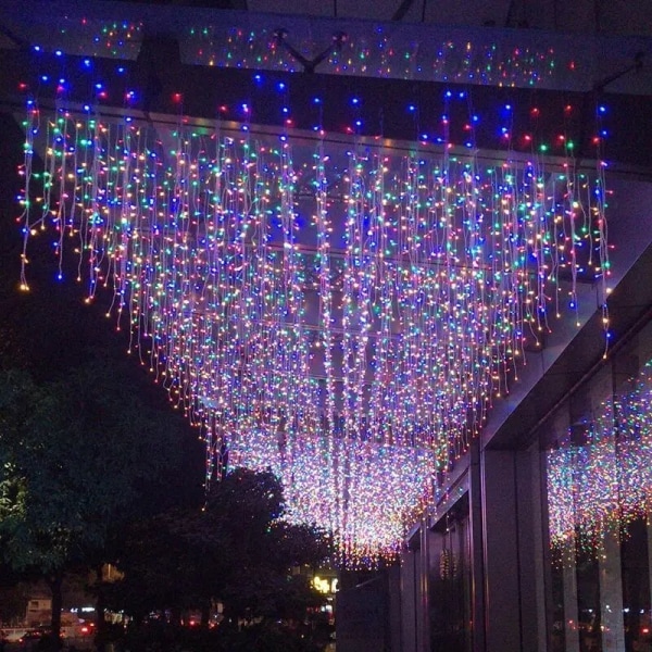 4-20M Jääpuikko LED-valosarja Häihin Juhliin Lamppu Juhlavalot Joulukoriste Kotiin Räystään Katukoristelu 12X0.6M 300Leds EU plug Blue