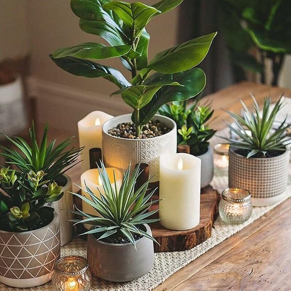 Artificial Fiddle Leaf Fig Artificial Plants Green Bush Outdoor