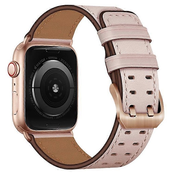 Kompatibel med Apple Watch Series 10 42mm / 9 8 7 41mm / 6 5 4 SE SE (2022) SE (2023) 40mm / 3 2 1 38mm Urrem Ægte Læder Pink