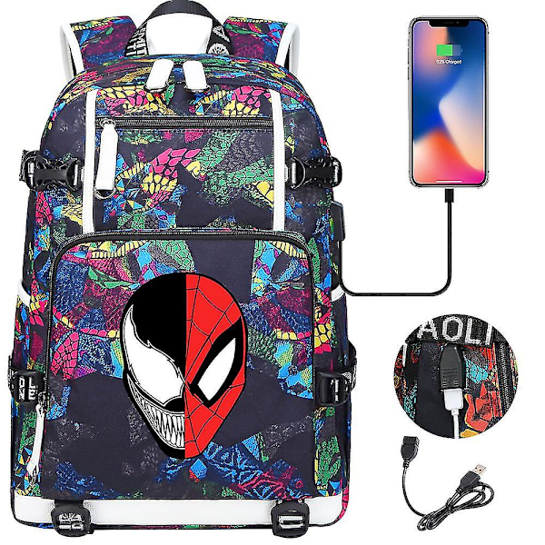 Venom Mote Trykt USB Ungdomsskolesekk (1-11) Color-11