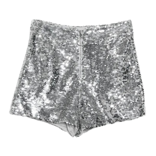 Sexede Dame Paillet Shorts Sommer Høj Talje Lynlås Leggings Dame Skinny Party Festival Karneval Pole Dancing Shorts Silver S
