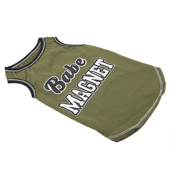 Blødt bomulds kæledyrstøj søde hunde hvalpe sommer vest moderigtigt tøj (Army Green M)