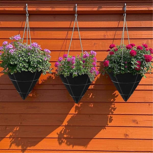 3 st konformade planteringskorgsfoder i tyg för hängande växter, non-woven planteringsfoder, svart