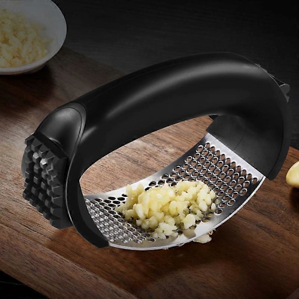 Hvitløkspresse Vugge Rustfritt Stål, Hvitløkshakker med Hvitløkskreller, Solid Hvitløksknuser Hvitløkspresse med Ergonomisk Håndtak, Hvitløk Sl