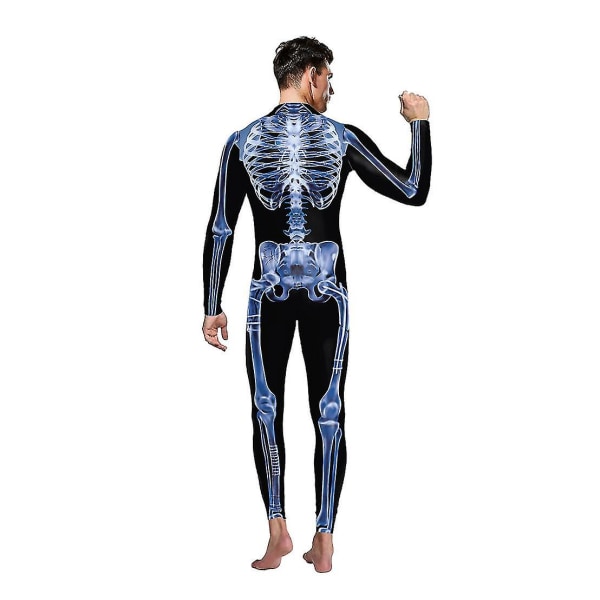 Mænd 3D Skelet Halloween Kostumer Cosplay Jumpsuit Bodysuit XL