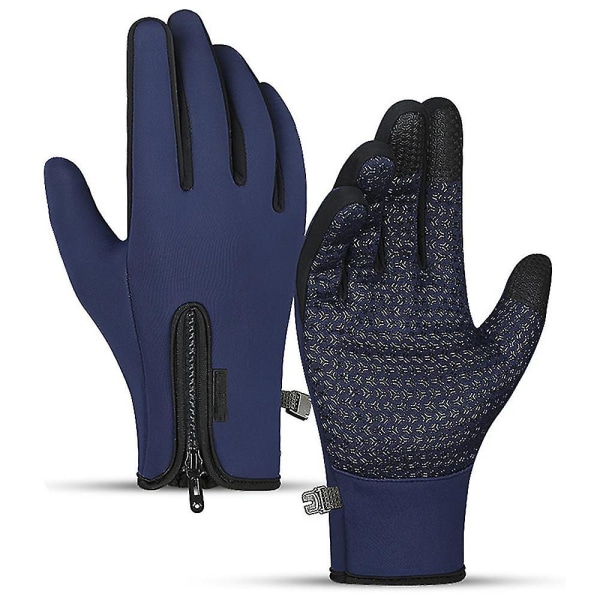 Talvikäsineet miehille ja naisille - päivitetyt kosketusnäytölliset käsineet, liukumaton silikoni S-l Blue S