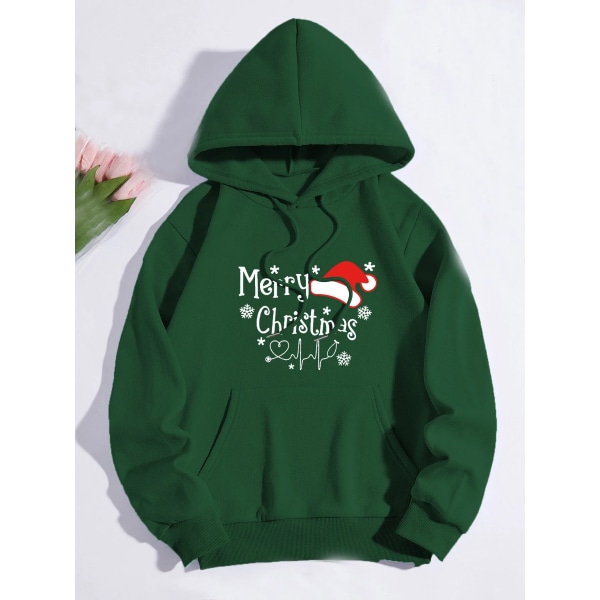 Juleprint Sweatshirts Mode Karneval Fest Kvinde Tøj Casual Sweatshirt Sjovt Mønster Fest Dame Hættetrøjer Green M