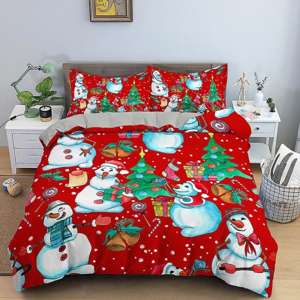 Julesengetøy 3D Julenissen Dynetrekk King Queen Single Double Barn Ingen Laken 2/3 stk Polyester Dynetrekk