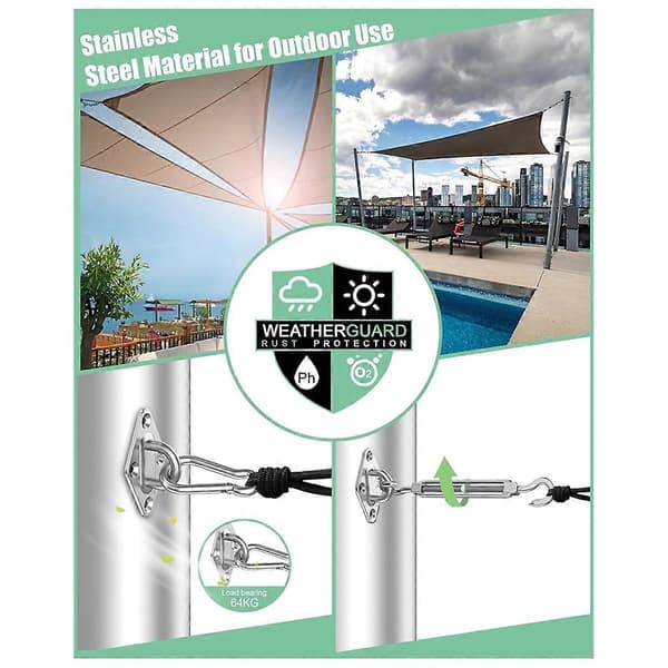 Hardware-sæt til solsejl: M6 Hardware-installationssæt til solsejl til gårdhave, have, swimmingpool