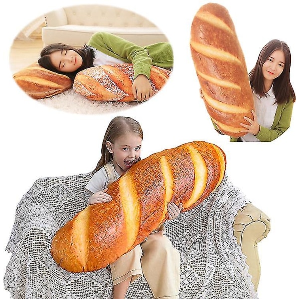 3D Simulering Bröd Kudde Mjuk Ländrygg Baguette Ryggkudde Mat Plysch Gosedjur 30cm