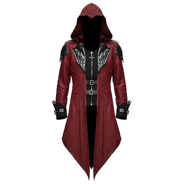 2023 New Medieval Assassin Game Assassins Creed Cosplay kostym Edward Streetwear Huvjacka Ytterkläder Halloween festkläder Red S