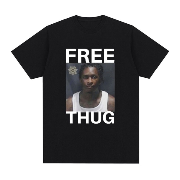 Rapper Young Thug Grafik T-shirt Mænd Kvinder Mode Hip Hop Vintage T-shirt Q05923 Black L