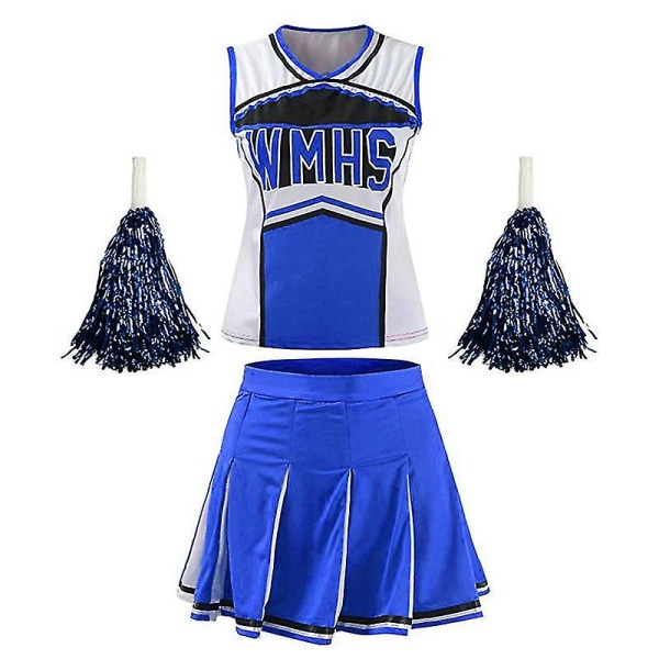 Cheerleader Kostume Cheerleader Atletisk Sportsuniform Fancy Dress Uniform Blue XS