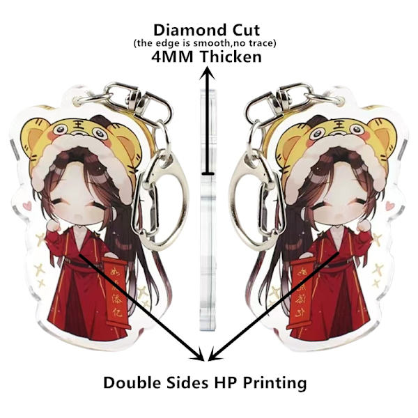 Tilpasset Personlig Tegneserie Akryl Nøkkelring Egendefinert Anime Transparent Katt Hund ID Nøkkelring Gavepose Clear Keychain 3 cm