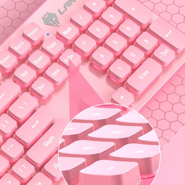 Baggrundsbelyst tastatur 104 taster Kablet USB Gaming Membran Keyboard Mute L1-K pink White