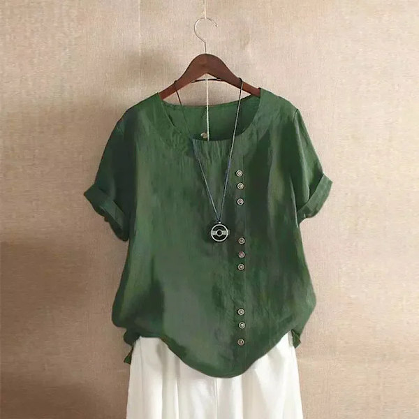 Naisten vaatteet puuvilla pellava streetwear kesä Y2k topit vintage muoti t-paita rennot paidat naisille tyylikkäät t-paidat Army Green M